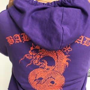 Crop Top Hoodie Orange and Purple NEW S